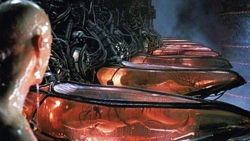 Neo (Keanu Reeves) nakon buđenja u utrobi Matrixa baca prvi pogled na svoje sugrađane i supatnike udobno smještene u gestacijske kapsule 📷 Screenshot: 