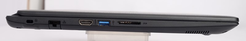 Na lijevom boku nalaze se: RJ-45 mrežni konektor, HDMI 1.4a, USB 3.1 Gen1, čitač SD kartica