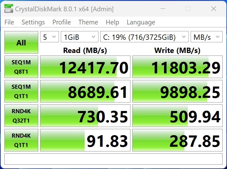 Ugrađeni Crucialov PCI 5.0 NVMe SSD postiže iznimne rezultate prilikom sekvencijalnog čitanja i zapisivanja podataka