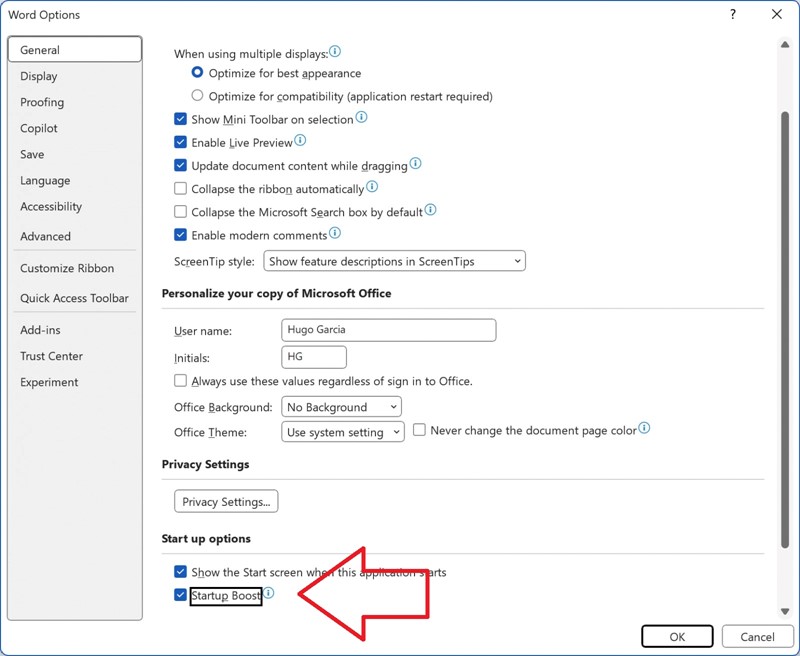 Dodatak postavkama u izborniku File/Options