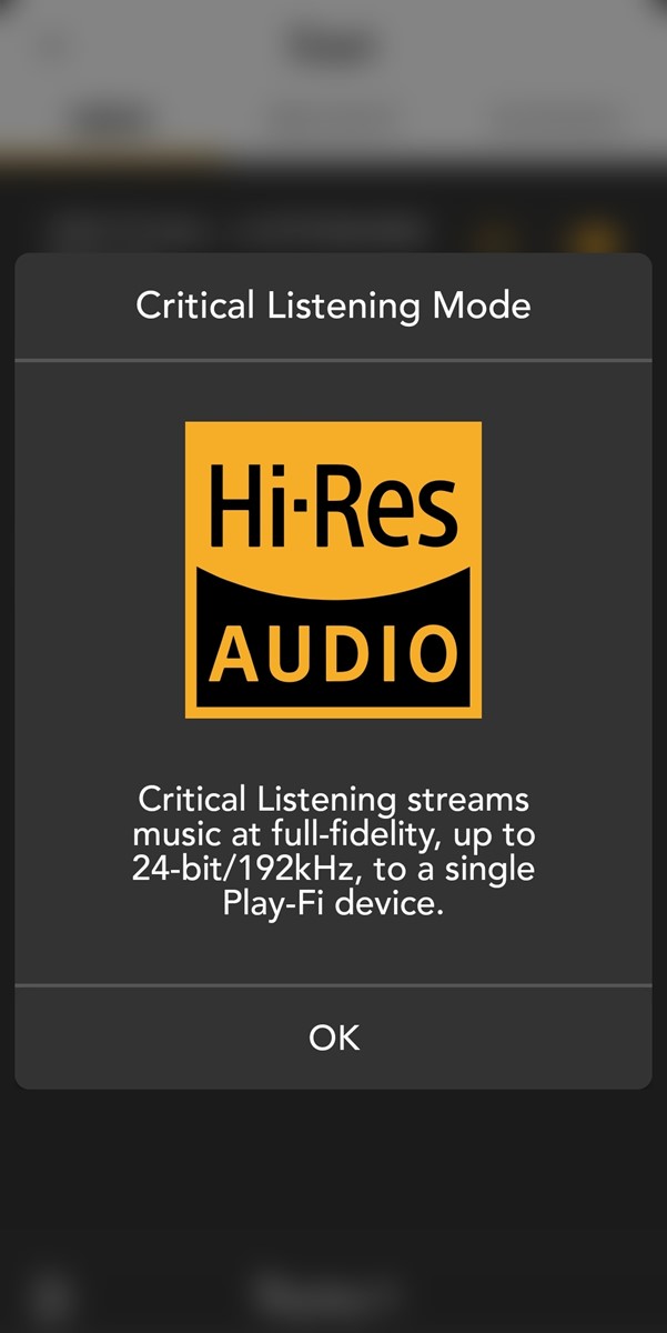 Critical Listening Mode, koji je moguće uključiti pomoću aplikacije Play-Fi, omogućuje nativnu reprodukciju lossless hi-res glazbenih datoteka do bitratea od 24-bit/192 kHz, bez ikakva transkodiranja