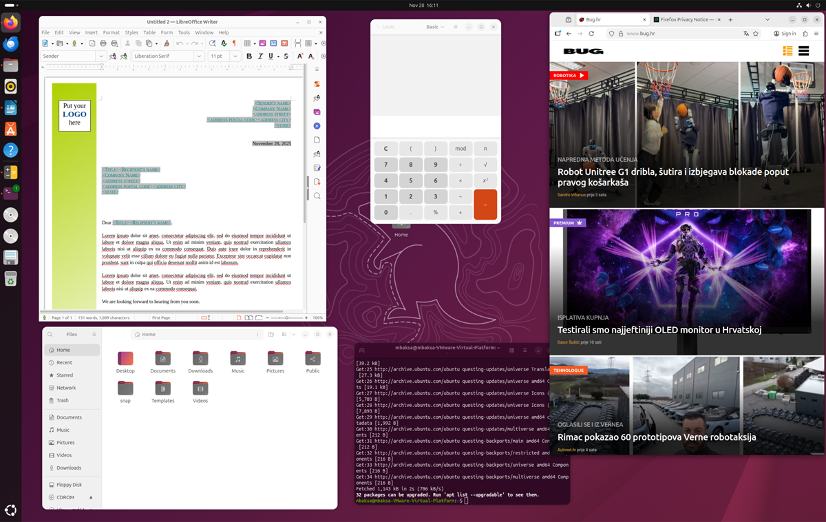 Desktop okruženja u Linuxu mogu biti vrlo raznovrsna – GNOME u Ubuntuu razlikuje se od Windowsa, ali ipak nije neki problem povući paralele