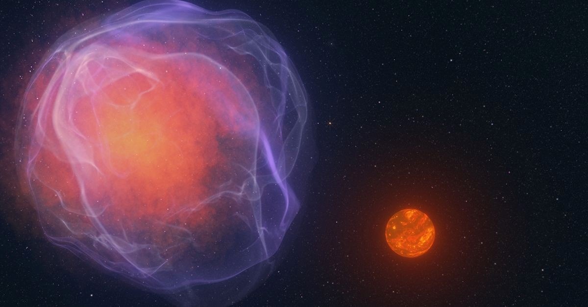 Umjetnički prikaz supernove koja pri eksploziji lansira smeđeg patuljka 📷 W.M. Keck Observatory/Adam Makarenko
