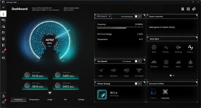 Asusova aplikacija Armoury Crate nudi brojne funkcionalnosti, a između ostalog, donosi i osnovne informacije o samoj ploči i komponentama koje koristite