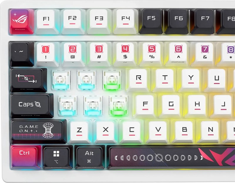 LED-ice su implementirane na donji brid prekidača (takozvani south-facing položaj), a difuzirana svjetlost prodire kroz poluprozirne bridove samih tipki