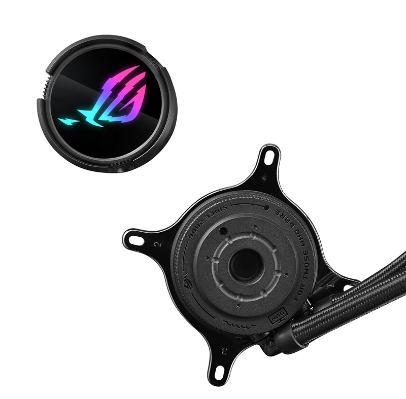 Vodeni blok sastoji se od dva dijela; gornjeg, na kojem se nalazi svijetleći ROG logo, i donjeg, u kojem je smještena vodena pumpa. Međusobno se pričvršćuju magnetima, dok se gornji dio može rotirati u koracima od 90°, kako bi se osigurala ispravna orijentacija u svim uvjetima