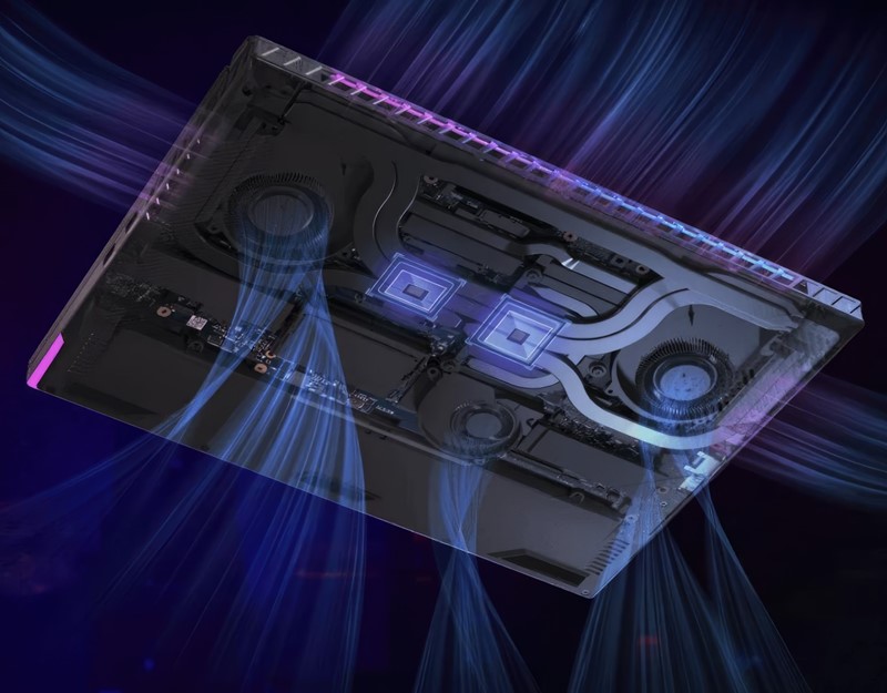 Kod igračkih laptopa navikli smo na sustave hlađenja s dva ventilatora, no Asus je dodao treći, kako bi izvukli maksimalne performanse iz svih komponenti