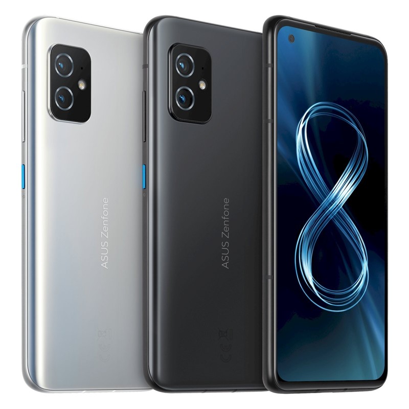 Zenfone 8 proizvodi se u dvije boje – Obsidian Black i Horizon Silver. U obje izvedbe poleđina mu je matirana i zaštićena Gorilla Glassom 3, dok se s prednje strane nalazi Gorilla Glass Victus
