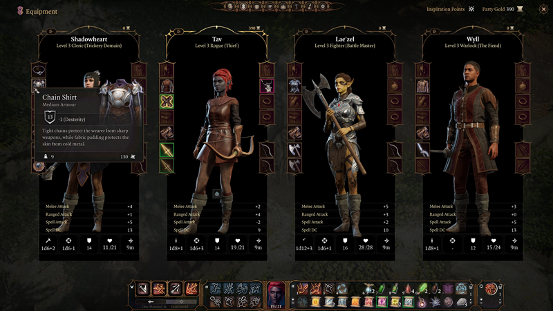 U bilo kojem trenutku možete vidjeti statistike, opremu, spellove i vještine svojih likova, i zatim ih podešavati prema želji