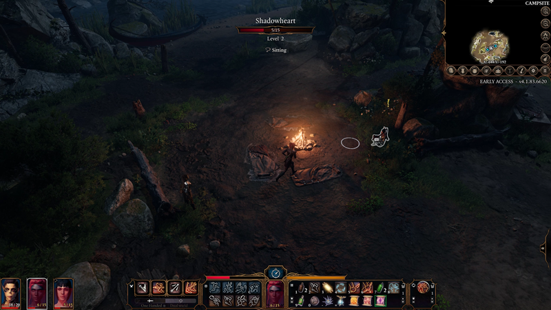 Odmor, regeneriranje zdravlja, dnevnih vještina i spellova odrađujete u kampu, gdje uz to razgovarate s likovima, ako su za to raspoloženi i niste im se zamjerili