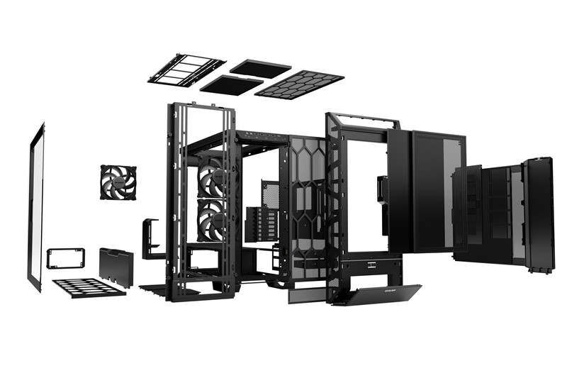 Eksplodirani pogled na kućište dobro ilustrira njegovu modularnost