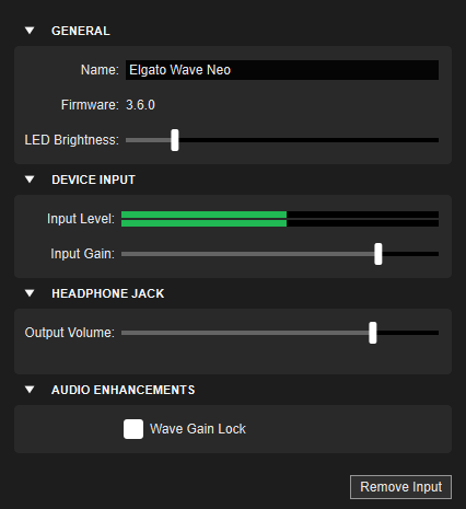 Ovo su postavke mikrofona Wave Neo, među kojima ipak nema mogućnosti biranja hoćete li preko njegova izlaza za slušalice čuti direktni zvuk s mikrofona ili zvuk koji prolazi kroz računalo, kroz softver i efekte, natrag u mikrofon, odnosno u njegov izlaz za slušalice