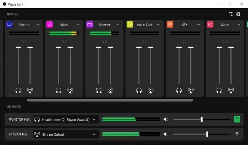 Softver Wave Link sadrži cjelovitu digitalnu miksetu, s osam virtualnih zvučnih kartica