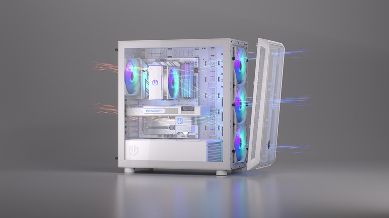 Kućište se isporučuje s četiri iznenađujuće kvalitetna ventilatora, opremljena ARGB LED-icama. U radu su prilično tihi, stoga se radi o funkcionalnom dodatku, i nema nikakve potrebe za njihovom zamjenom