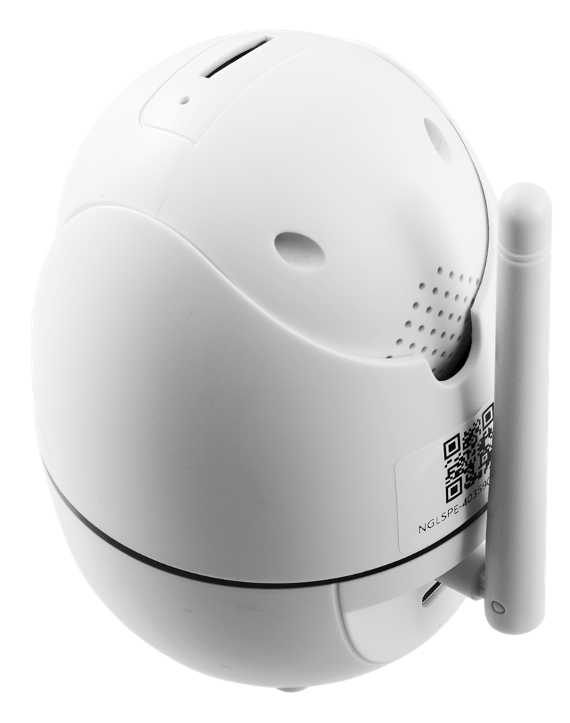 Antena za Wi-Fi, Micro-USB konektor i perforacije za zvučnik nalaze se sa stražnje strane, a utor za memorijsku karticu i rupa za resetiranje kamere s gornje