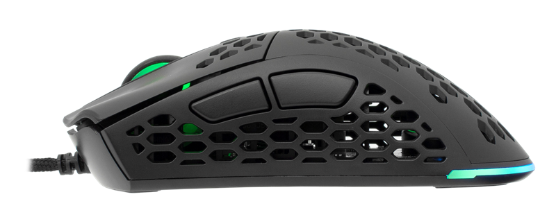 Osim prekidača na vrhu, na dnu miša nalaze se kontrole za uključenje i isključenje rasvjete te upravljanje polling rateom