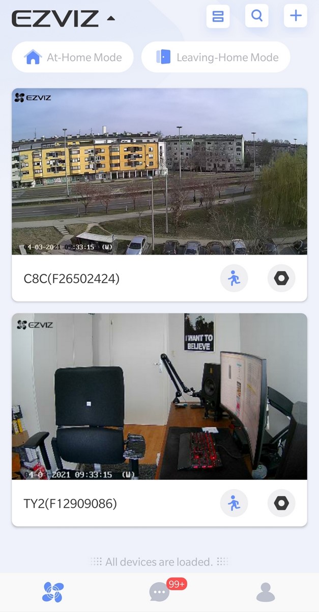 Mobilna aplikacija nudi intuitivan pregled aktivnih kamera, listu zabilježenih događaja, kao i brz pristup (relativno šturim) konfiguracijskim izbornicima. Na glavnom ekranu korisne su opcije “At-Home Mode” i “Leaving-Home Mode”, jer one jednim pritiskom aktiviraju ili isključuju alarmiranje