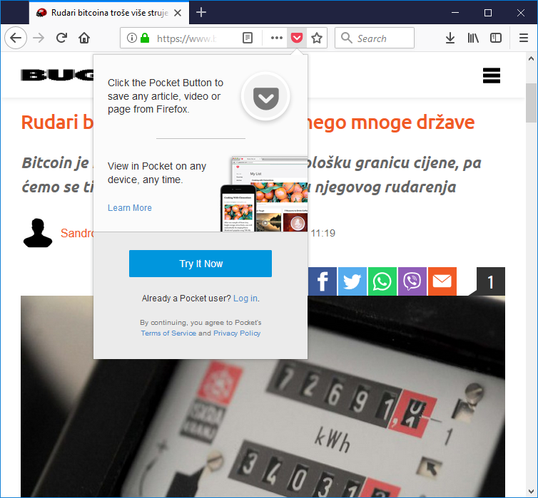 Integracija servisa Pocket dobrodošla je i prilično dobro odrađena, samo se valja prijaviti s Firefoxovim računom koji je i inače potreban za sinkronizaciju