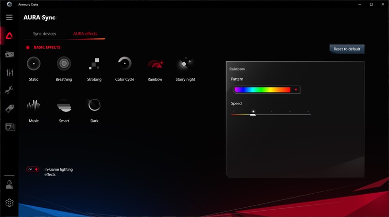 Asusov RGB softver  ne nudi osobite mogućnosti prilagodbe ledica