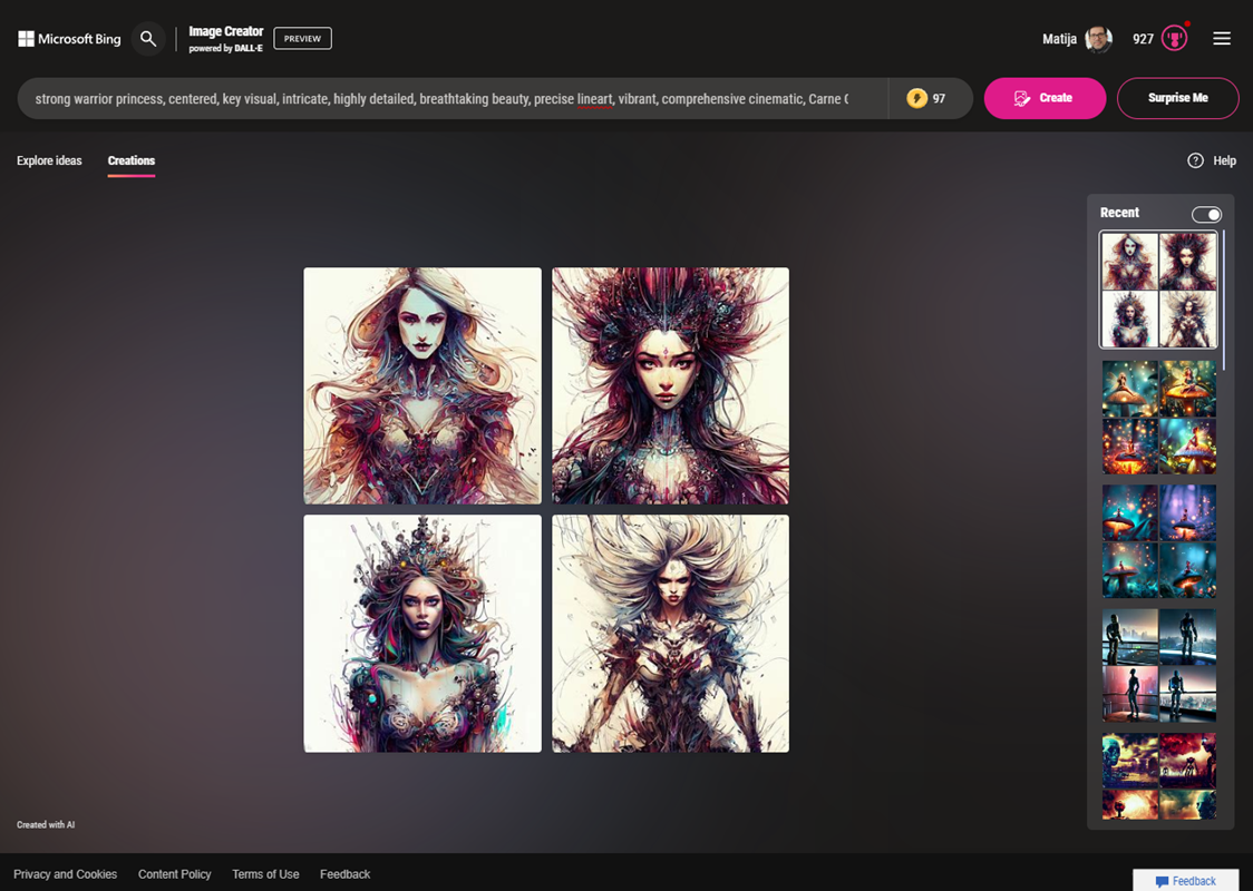Bing Image Creator – baš kao što je Microsoft Bing Chatom omogućio korištenje velikog jezičnog modela GPT-4.0, tako Bing Image Creatorom omogućuje korištenje modela DALL-E koji je, mora se to priznati, također prilično vješt u generiranju slika od unesenog teksta. Ne nudi posebno napredne mogućnosti, ali svejedno može biti itekako koristan 📷 https://www.bing.com/create