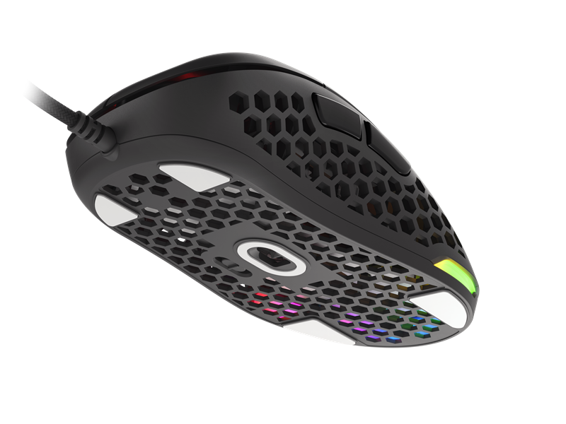 Na donjoj strani miša nalazi se čak pet teflonskih nožica, a u paketu su i zamjenske, uz koje proizvođač isporučuje i tri alternativne gumene tipke kao zamjenu za onu ispod kotačića