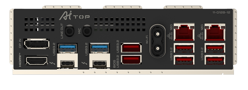 Thunderbolt priključci osiguravaju brzinu od 80 Gbit/s, dok preostali sijaset konektora otpada na USB Type-A. Našlo se mjesta za klasični HDMI i DisplayPort