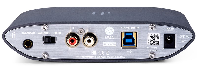 Ponuda izlaza takva je da se Zen DAC lako povezuje s aktivnim zvučnicima i studijskim monitorima, ali prema potrebi, i s integriranim pojačalima i AV receiverima