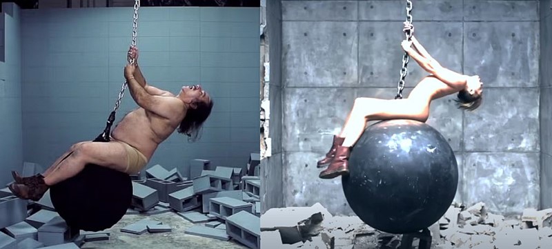Ron Jeremy (lijevo) u parodiji spota "Wrecking Ball" Miley Cyrus (desno) 📷 YouTube / Doc