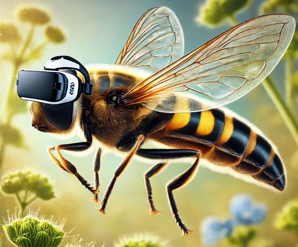 Prilikom korištenja virtualne stvarnosti insektima na glavu nisu stavljanje VR naočale; ovo je slika generirana umjetnom inteligencijom 📷 Flinders University/OpenAI DALL·E