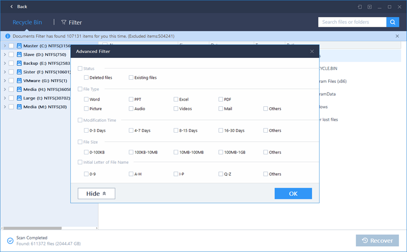 Rezultate je moguće filtrirati i na taj način smanjiti broj prikazanih datoteka