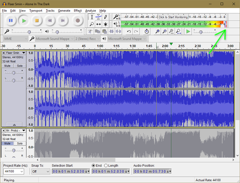 Ako vam VU metri probiju granicu od 0 decibela, crvene crtice će vam to dati do znanja