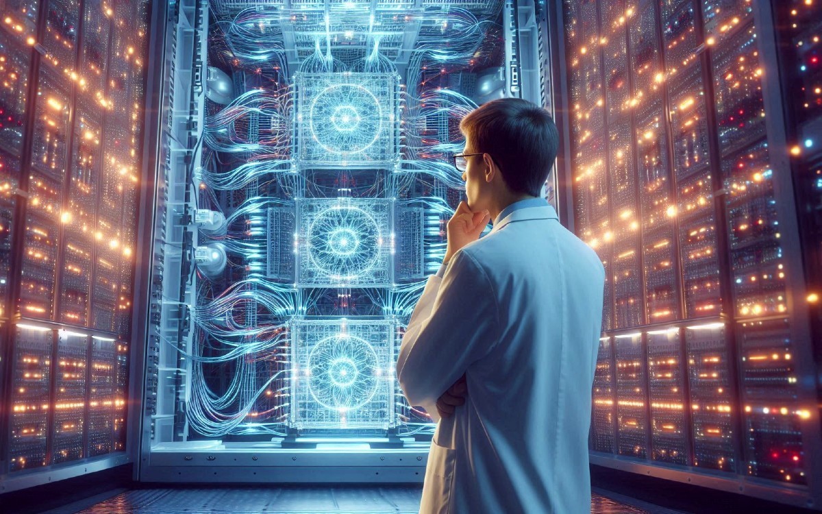 Predložena arhitektura ispravljanja pogrešaka koristi 3D rešetku kubita organiziranih topološkim kodom 📷 Microsoft Designer