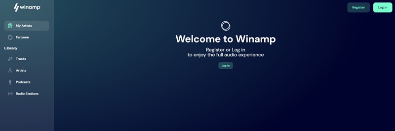 Sučelje novog Winampe na webu više ne 