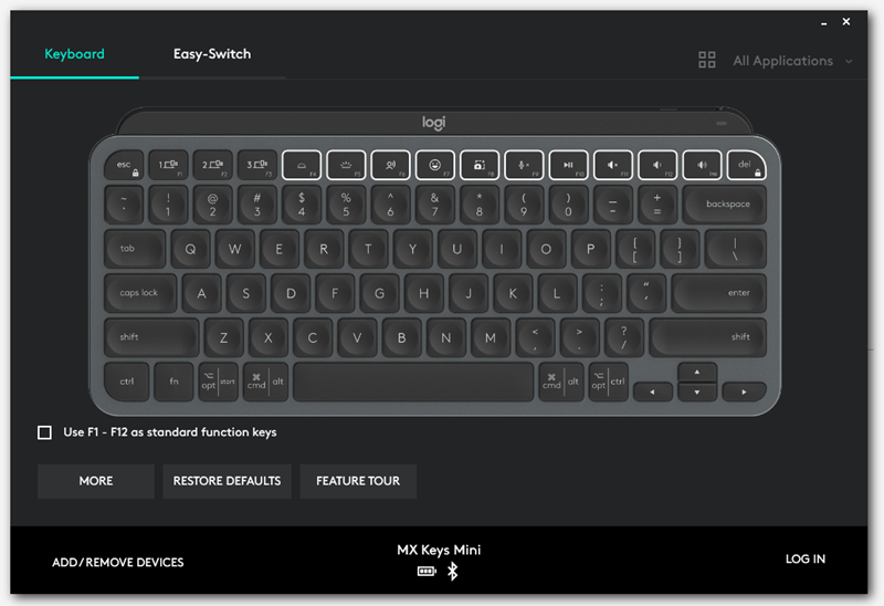 Aplikacija Logitech Options