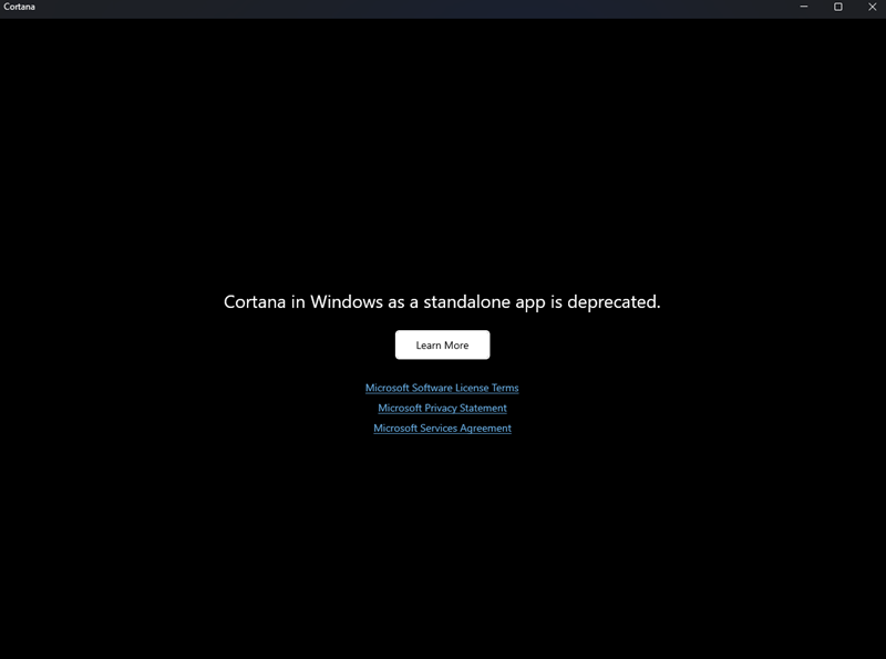 Poruka koja se prikaže korisnicima kada pokušaju otvoriti Cortanu. 📷 Screenshot: Bug.hr