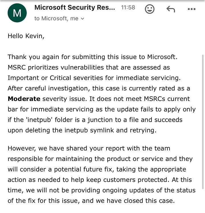 Odgovor Microsofta 📷 Kevin Beaumont