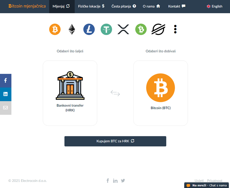 Bitcoin mjenjačnica domaća je mjenjačnica preko koje je moguće kupovati popularne kriptovalute i smjestiti ih u svoj novčanik. Nažalost, nema mobilnu aplikaciju… (www.bitcoin-mjenjacnica.hr)