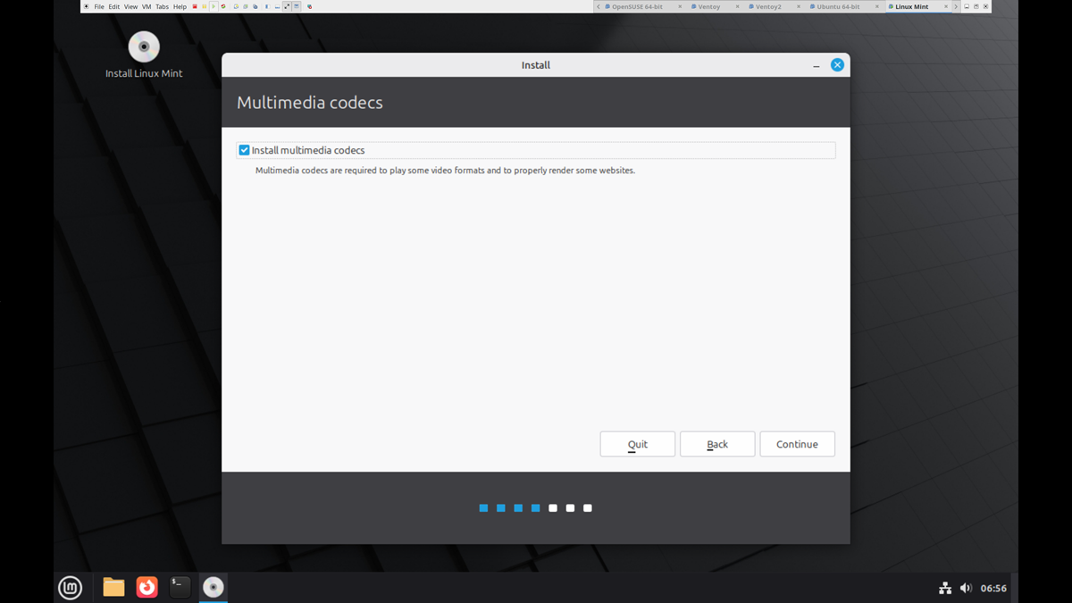 Neke distribucije Linuxa, poput Linux Minta, prilikom instalacije operacijskog sustava na disk pitat će vas želite li da odmah instaliraju i multimedijske kodeke koji inače ne dolaze s distribucijama Linuxa, jer nisu otvoreni ili im nije istekao patent