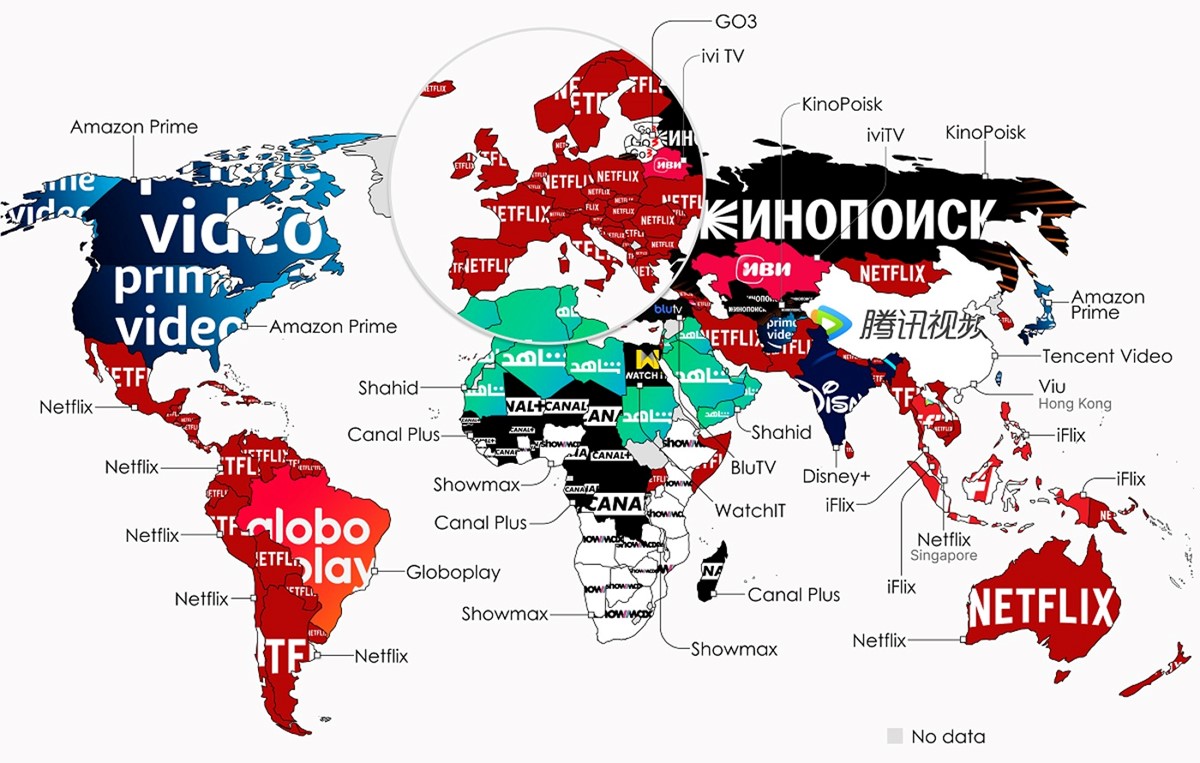 Ukupno 11 streaming kanala dospjelo je na vrh liste najpopularnijih u nekoj od 134 zemlje zahvaćenih istraživanjem 📷 theWORLDMAPS