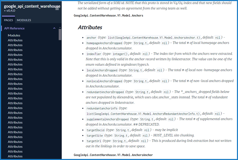 Dio informacija s Googlove API dokumentacije 📷 Izvor: SparkToro
