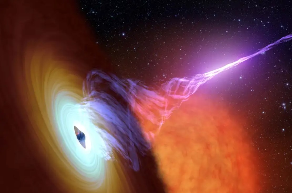 Ilustracija crne rupe koja izbacuje mlaz materije u svemir 📷 NASA/JPL-Caltech