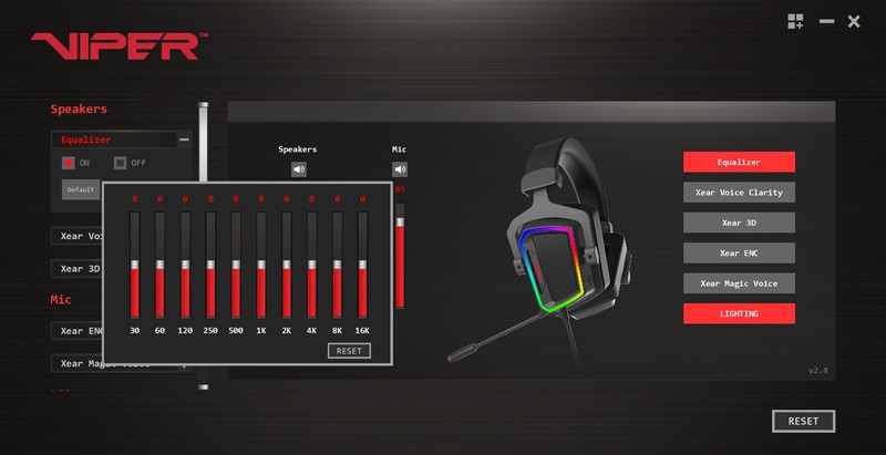 Upravljački softver jednostavan je ali i ispunjen mogućnostima – u njemu možemo podešavati osvjetljenje, igrati se ekvilizatorom, aktivirati modifikacije glasa i slično