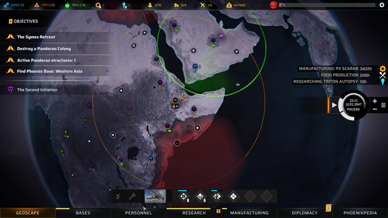 Planiranje i diplomacija odvijaju se preko takozvanog Geoscapea u kojem imate pregled cijele kugle zemaljske, nastambi frakcija i gnijezda mutanata