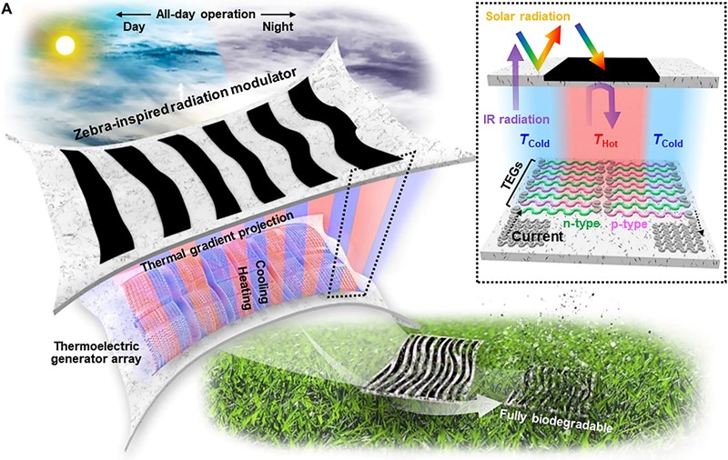 Korejski istraživači koristili su uzorak inspiriran prugama zebre koji na površini stvaraju topla i hladna područja kako bi stvorili temperaturnu razliku dovoljno veliku za proizvodnju električne energije