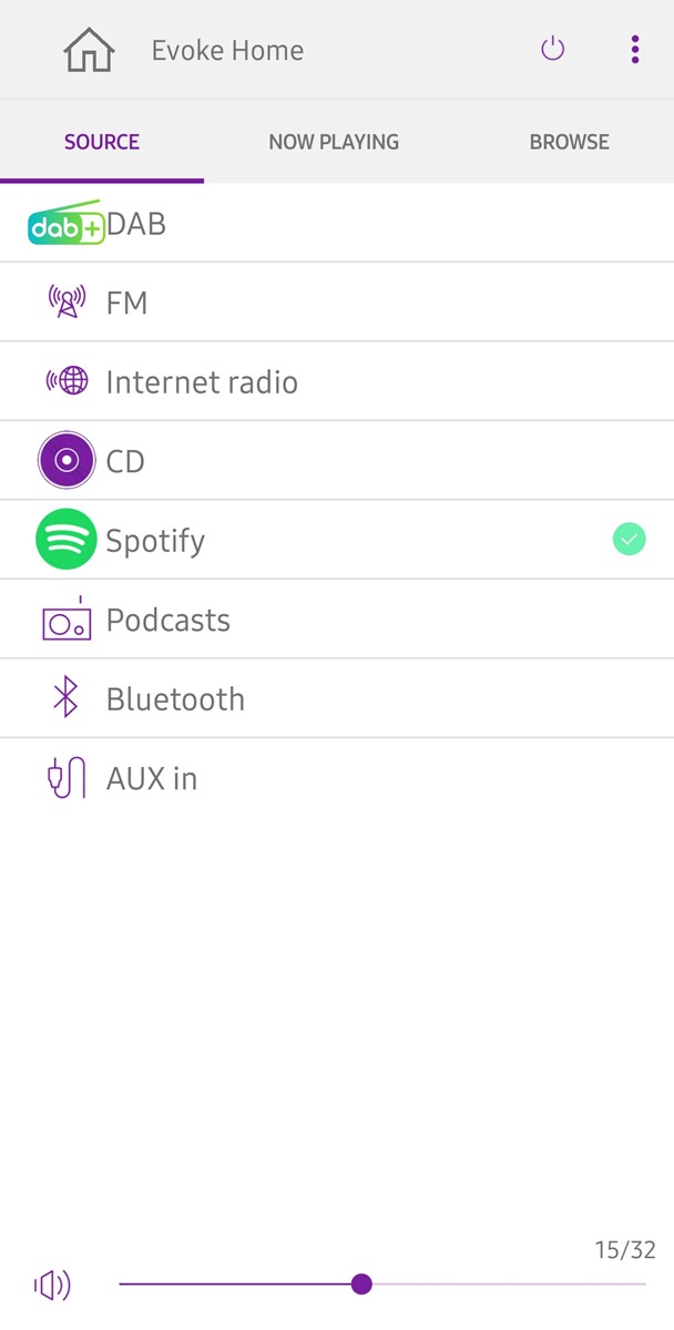 Aplikacija Undok koristi se za odabir ulaza, puštanje glazbenih sadržaja i namještanje postavki Pureova zvučnika, poput razine basa i visokih frekvencija
