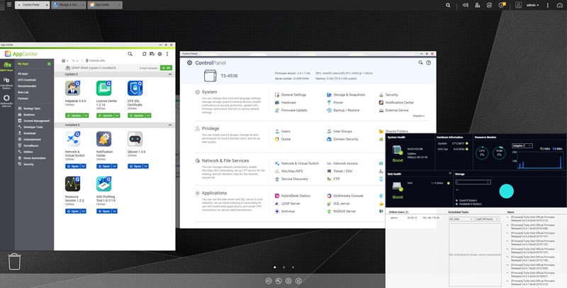 QTS 4.4 ima lijepo sučelje, ali i zaista impresivnu količinu opcija. Brojne dostupne aplikacije proširuju mogućnosti ovog NAS-a dobrano iznad pukog pohranjivanja podataka