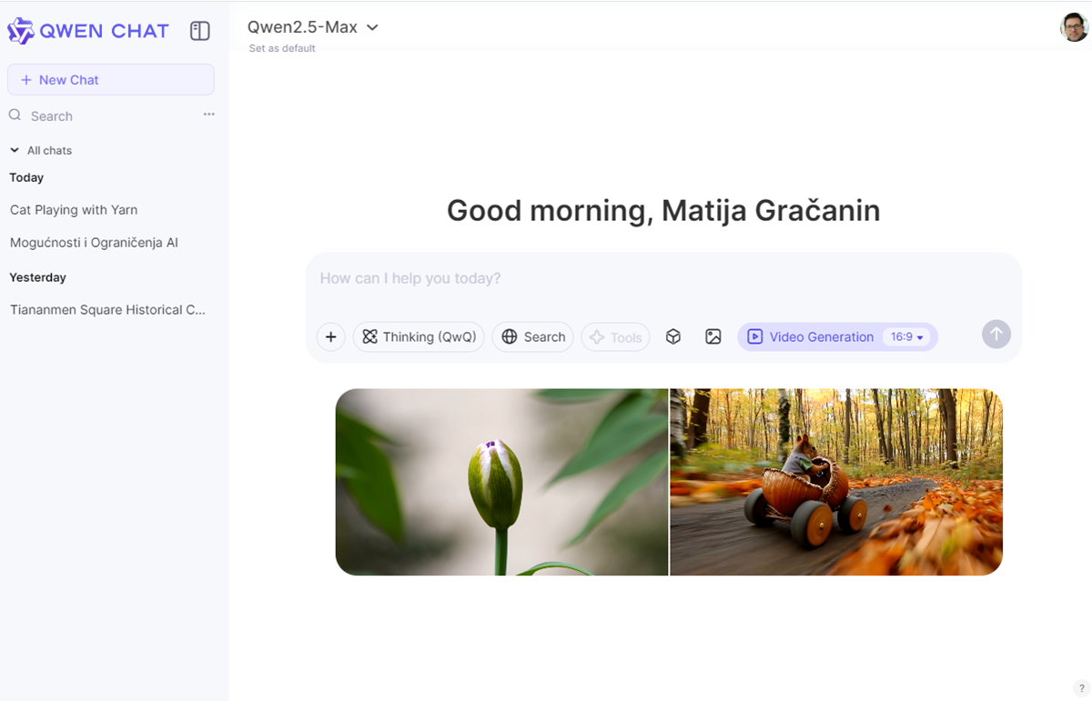 Generiranje videozapisa i slika još su dvije mogućnosti koje se kod Qwen Chata mogu koristiti potpuno besplatno, a to je nešto čime ozbiljno konkurira sličnim zapadnim rješenjima, s time da ovdje, barem zasad, nije potrebno zavući ruku u džep…