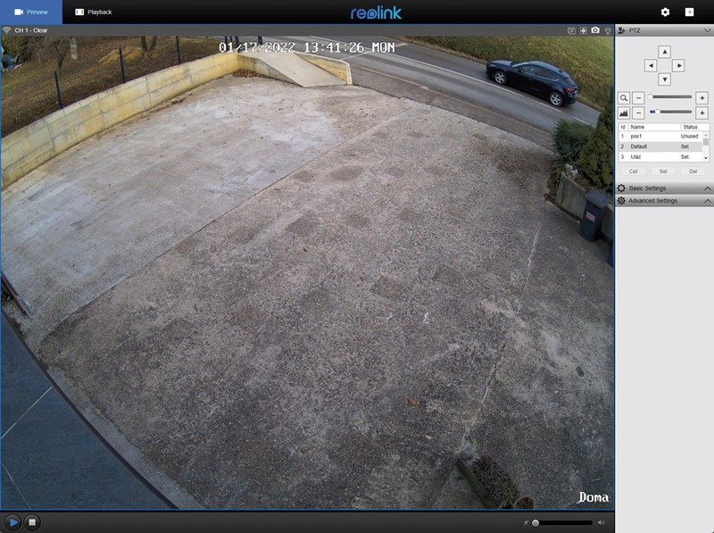 Kameri je moguće pristupiti i preko web-sučelja, premda ono nije intuitivno poput mobilne aplikacije, niti sadrži sve konfiguracijske opcije koje E1 Outdoor nudi