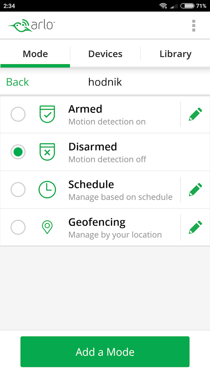 Načini rada sustava Arlo