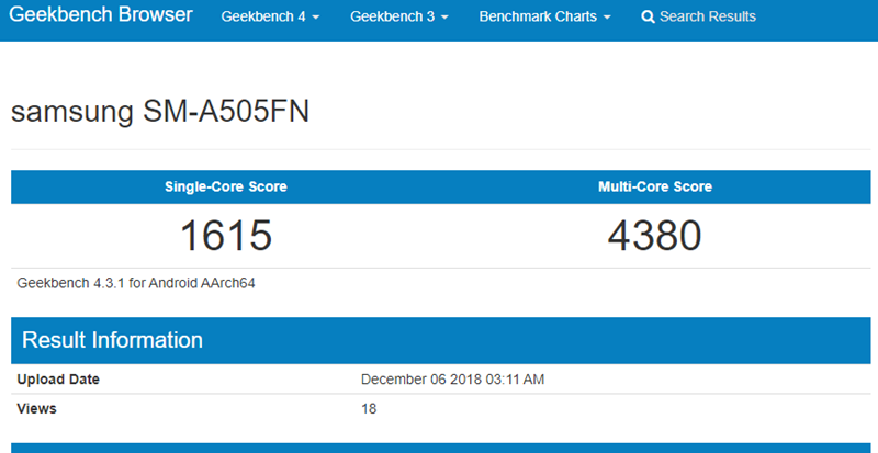 Geekbench: Samsung Galaxy A50